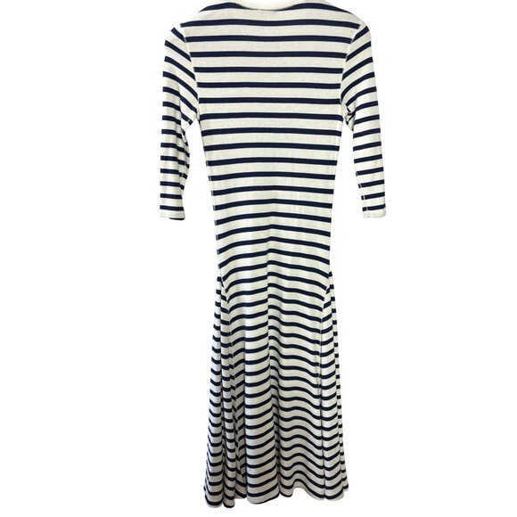 Polo Ralph Lauren Womens Striped Waffle Knit Thermal Maxi Dress M Fit & Flare - Picture 5 of 10